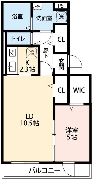 グリーンシティ竜美K棟(1LDK/3階)の間取り写真