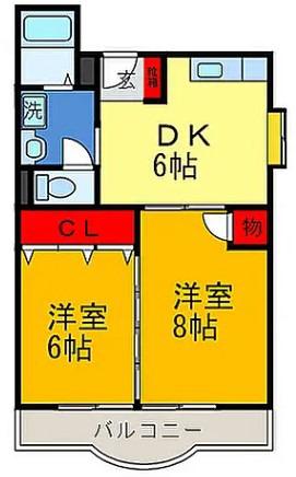 グリーンハイツ長堂(2DK/1階)の間取り写真