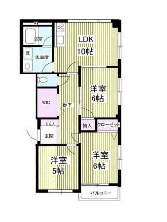 アジュール松戸(3LDK/1階)の間取り写真