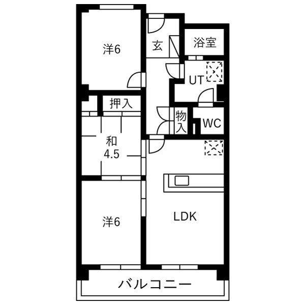 LAKIA泉大津レジデンス(3LDK/2階)の間取り写真