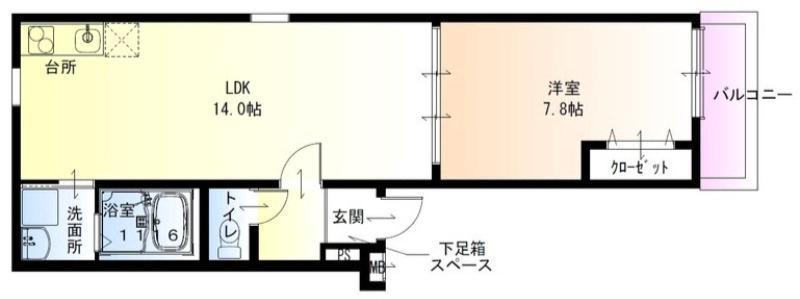 フジパレス湊駅東(1LDK/2階)の間取り写真