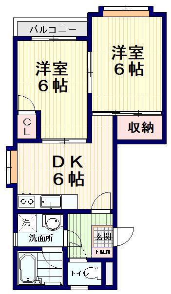 南台グリーンハウス(2DK/3階)の間取り写真