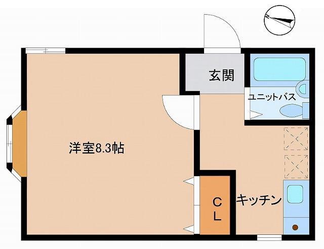 サンフィルド紫竹山(1K/1階)の間取り写真