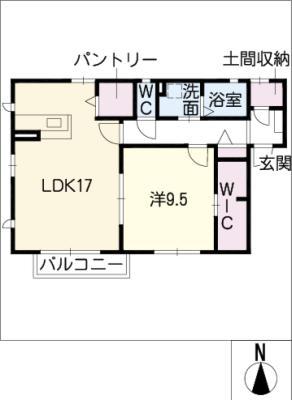 シャンテ浮野(1LDK/2階)の間取り写真