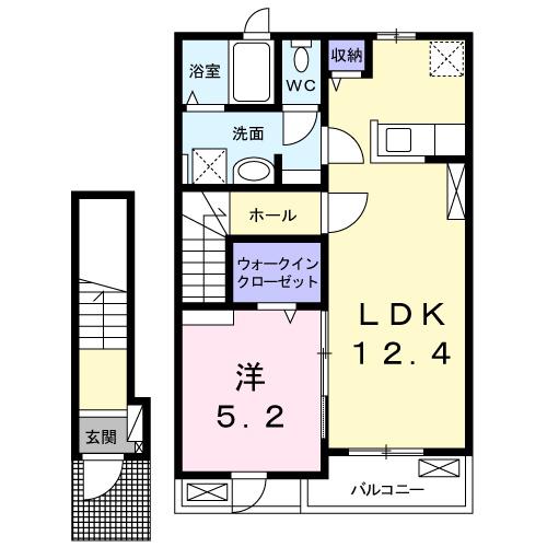 カーサ コモダ(1LDK/2階)の間取り写真