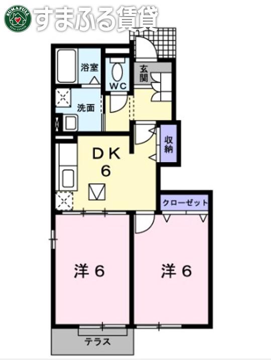 ルートワン矢作(1K/2階)の間取り写真