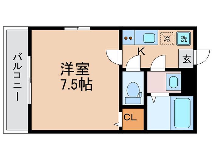 ブライトハイムD棟(1K/4階)の間取り写真
