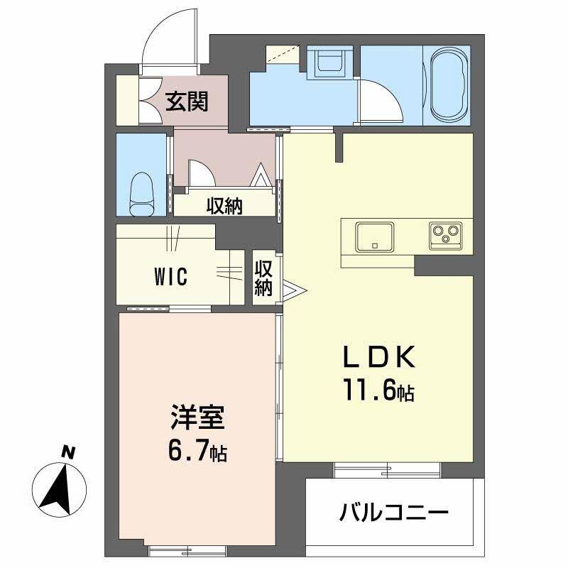 弓張月 上杉(1LDK/1階)の間取り写真