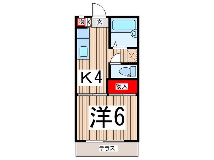 フレンドシップ岩沢A(1K/1階)の間取り写真