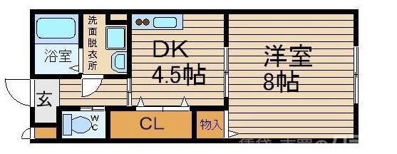ヒルズシンシア I・II(1DK/1階)の間取り写真