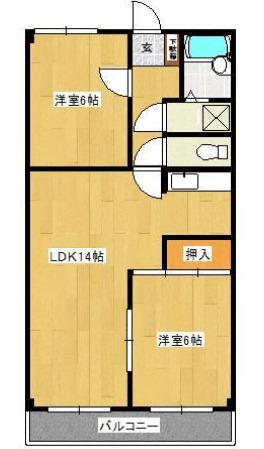 ロイヤルメゾン戸張(2LDK/2階)の間取り写真