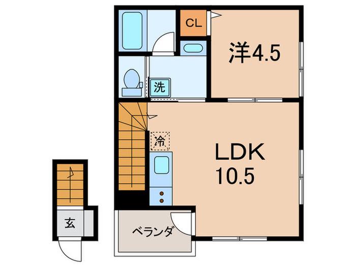 フルールハイム播磨町(1LDK/2階)の間取り写真