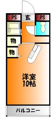 アルフィーネ今D棟(1K/2階)の間取り写真