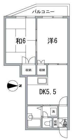 クレストパレス荒川(2DK/2階)の間取り写真