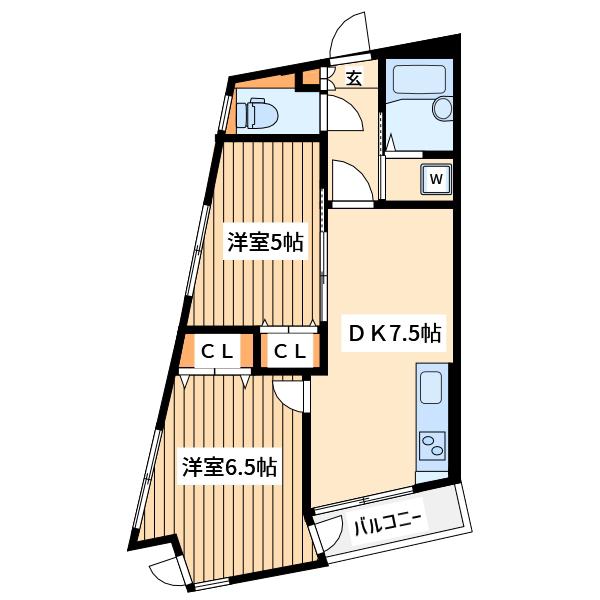 タックビル3(2DK/2階)の間取り写真