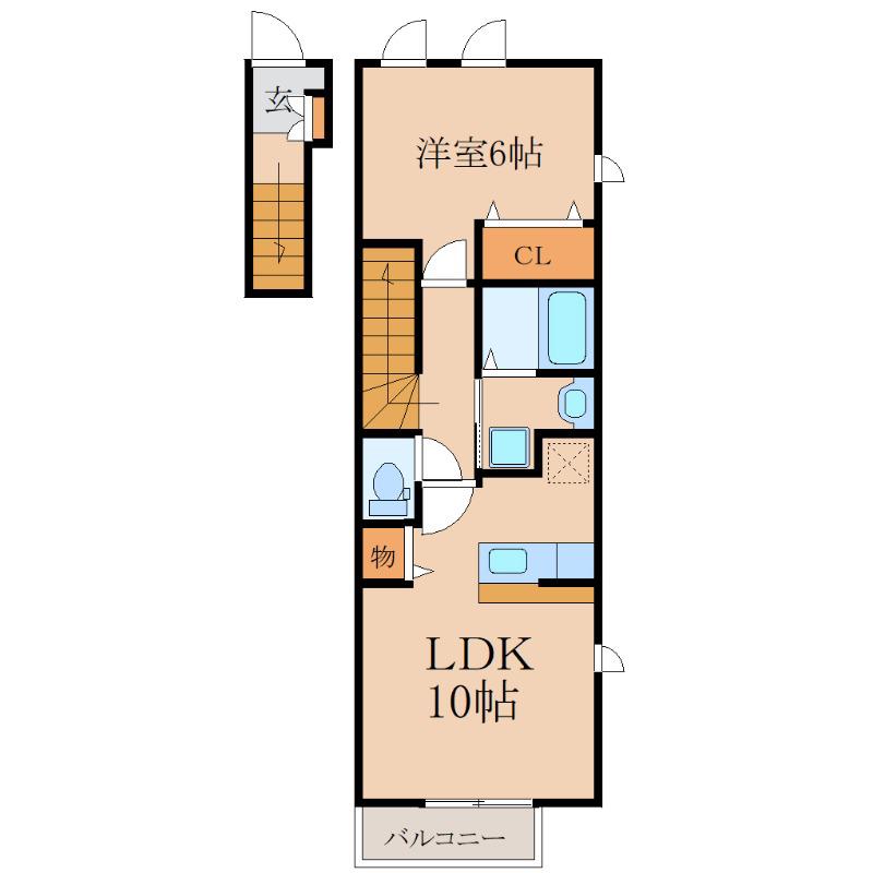 グランツ西原(1LDK/2階)の間取り写真