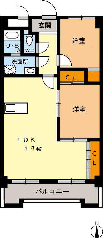 コンドミニアム池安(2LDK/3階)の間取り写真