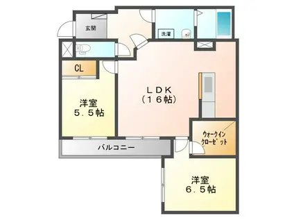 カシオペア(2LDK/1階)の間取り写真