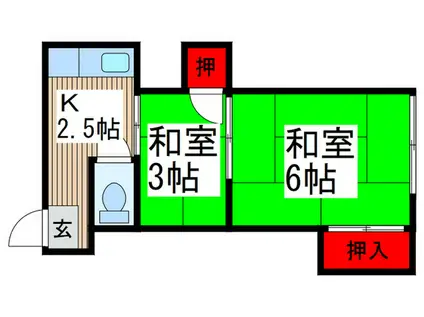 たけおか荘(2K/2階)の間取り写真