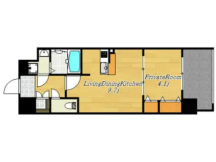 GWK中広(1LDK/2階)の間取り写真