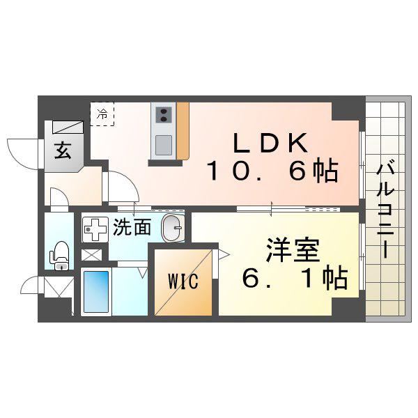 グランデ 近松(1LDK/2階)の間取り写真
