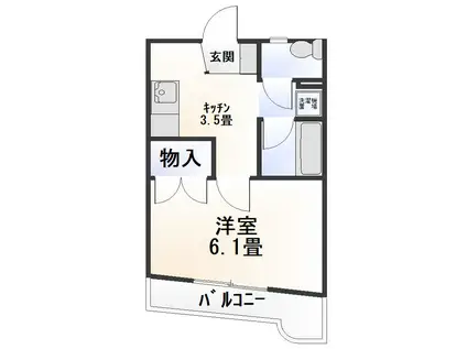 京屋ハイツIII(1K/4階)の間取り写真