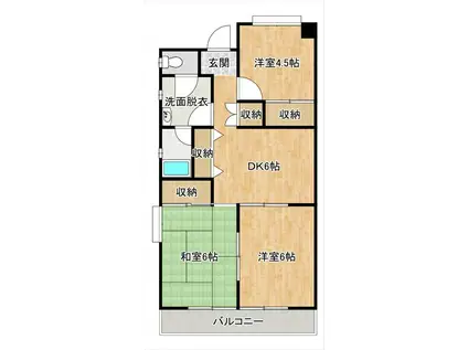 山中ハイツI(3DK/3階)の間取り写真