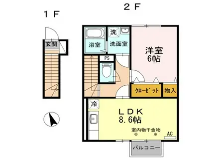 ル・ソレイユ(1LDK/2階)の間取り写真