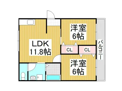 レスコタケイI(2LDK/2階)の間取り写真