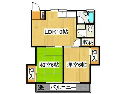 弥生ハウス(2LDK/2階)の間取り写真