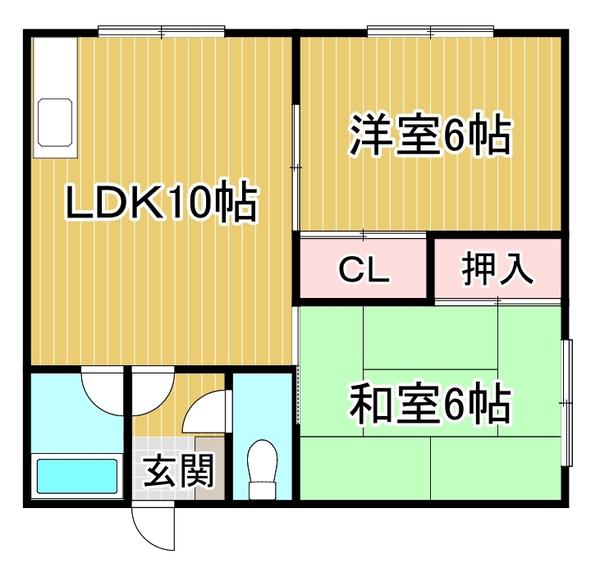 ハイツやまもと(2LDK/2階)の間取り写真