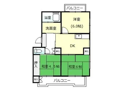 多賀ハイツB棟(3DK/1階)の間取り写真