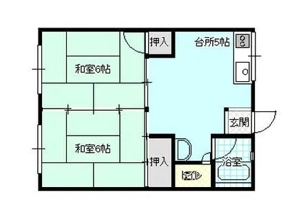 江ノ川ハイツ(2K/1階)の間取り写真