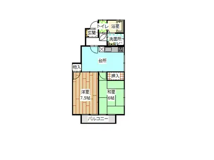 ルーミーハウス(2DK/1階)の間取り写真