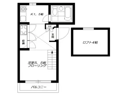 ヴィラステラ(1K/2階)の間取り写真