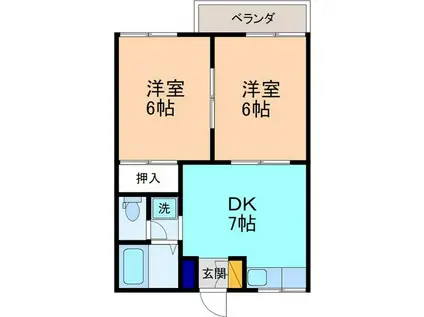 リヴイースト(2DK/1階)の間取り写真