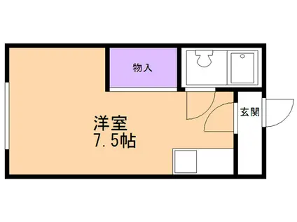 ハイツレイメイ(ワンルーム/2階)の間取り写真