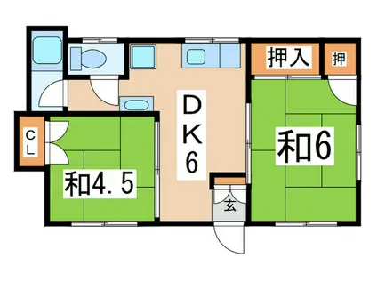 竹之丸ハイツ(2DK/1階)の間取り写真