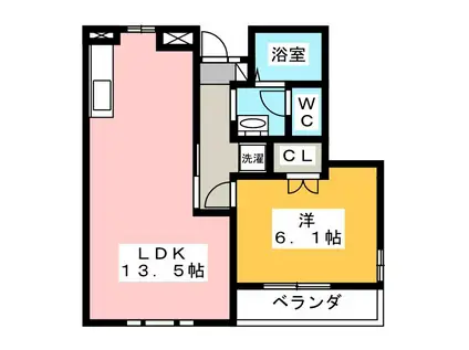 チェリーハイネス(1LDK/2階)の間取り写真