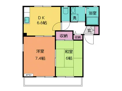 ラローズ A(2DK/1階)の間取り写真