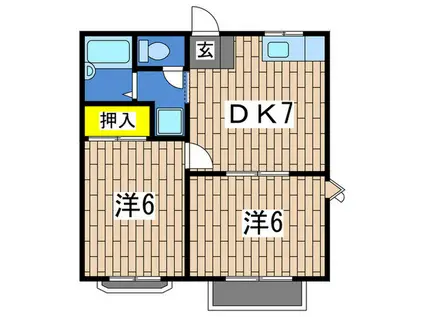 タウンハイツ富士見(2DK/1階)の間取り写真