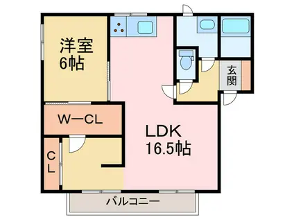 フローラルハイム(1LDK/2階)の間取り写真