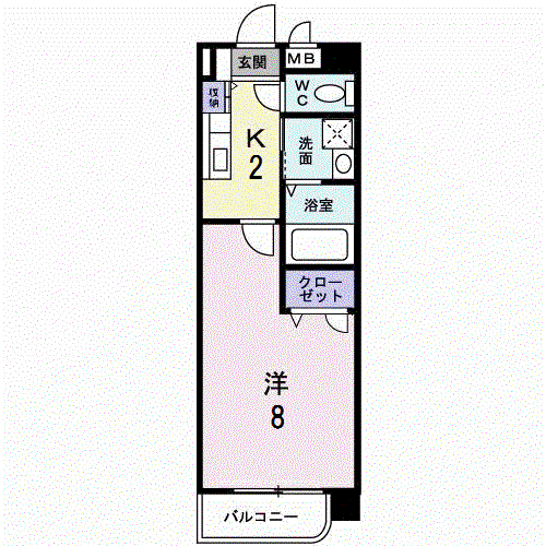 プロスペールS(1K/1階)の間取り写真