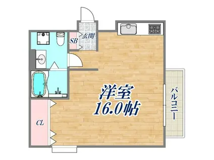 松生ビラ(ワンルーム/2階)の間取り写真