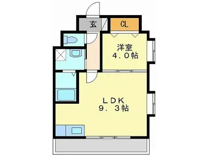 コスモポリタン(1LDK/5階)の間取り写真