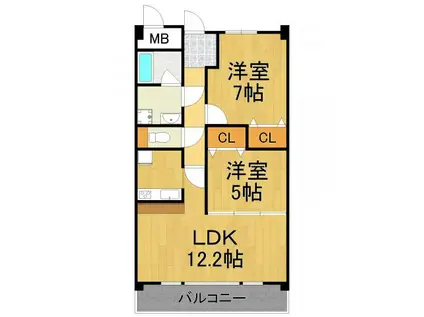 ルネスマンション武庫之荘(2LDK/3階)の間取り写真