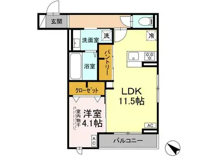 D-ROOM泉崎I(1LDK/3階)の間取り写真