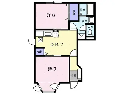 ビサイド桜木B(2DK/1階)の間取り写真