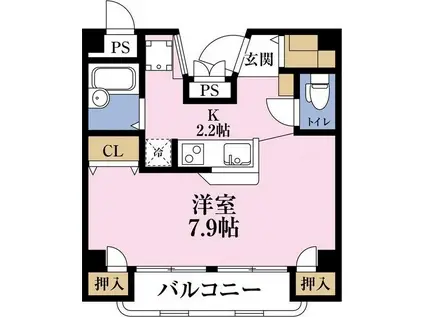 チェリーヒル塚本(ワンルーム/3階)の間取り写真
