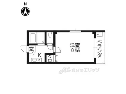 阪急京都線 大宮駅(京都) 徒歩4分 3階建 築28年(1K/2階)の間取り写真
